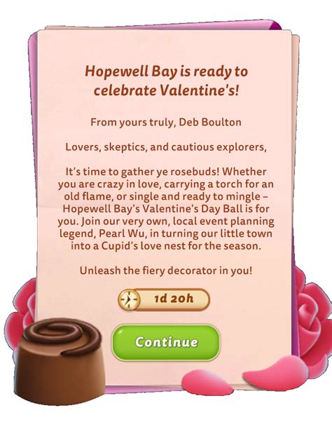 Merge mansion valentine event 2023 - Brace yourselves: Valentine's day is coming! Help Olivia spread the love by showering the townspeople with gifts. This page explains how the event works and doesn't include spoilers about the story/missions. The valentine's day event runs from the 1st - 15th of February 2023. Special valentine's missions will unlock, that will require valentine's day items ( , or ). These valentine's day items ... 
